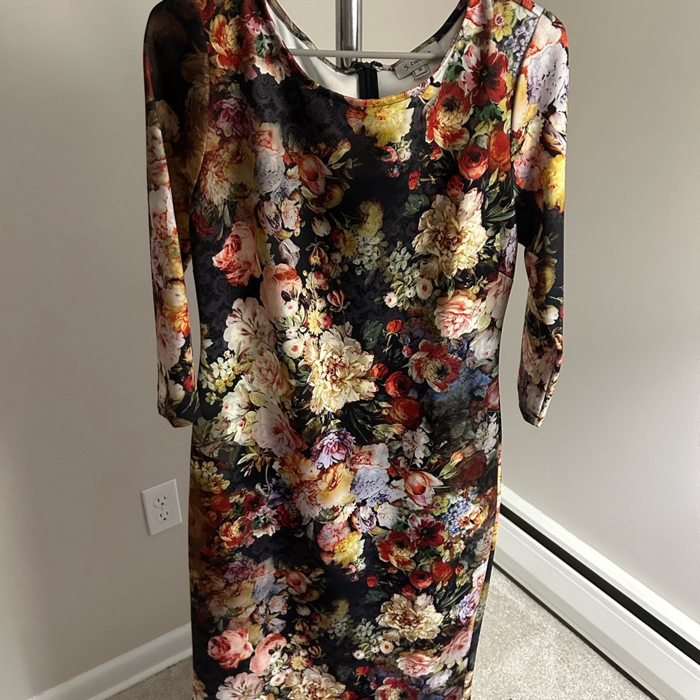 Black floral midi dress size 10 5 twelve brand